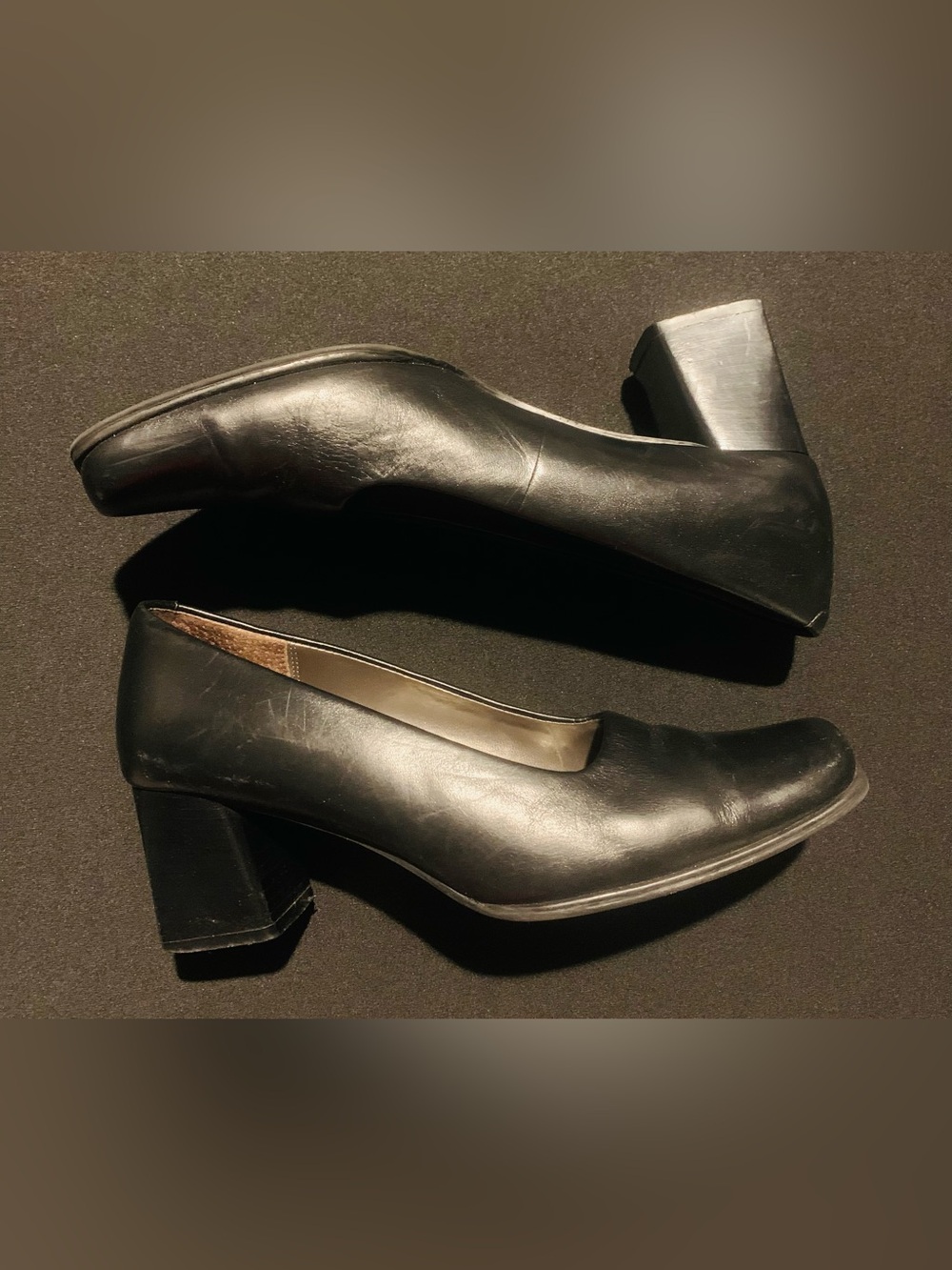 By Liz Claiborne Villager Black Leather Square-Toe Women's Heels